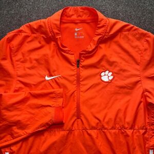 Nike Clemson Tigers Windbreaker Mens Medium‎ Orange Good Quarter Zip Pullover